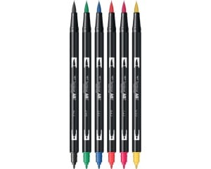 Set 6 markere Dual Brush, Primary Colours, Tombow, TB-ABT-6P-1