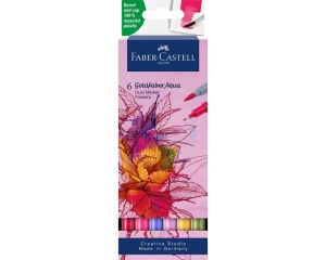 Set 6 markere solubile 2 capete flori goldfaber Faber-Castell 164527