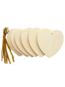 Set 6 ornamente lemn inima 60mm Graine Creative 101142
