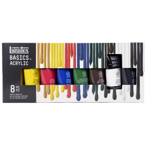 Set 8 culori acrilice Liquitex Basics, 75 ml, pentru studiu si amestecuri cromatice, 101008