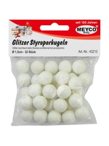 Set bile polistiren cu glitter alb Meyco