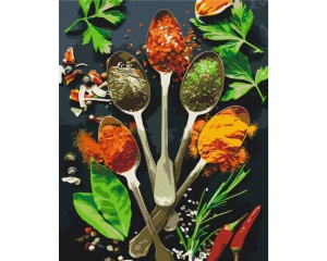 Set pictura pe numere Condimente si ierburi aromate in culori vibrante BS53468