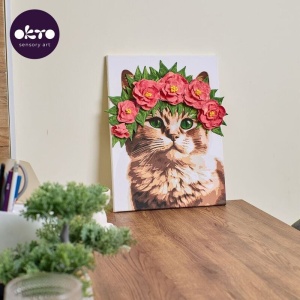 Set Pictura si Modelare 3D cu Argila Usoara 30x40 cm Pisica cu Coroana de Flori Okto 30010 - Img 6