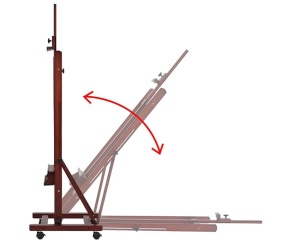 Sevalet Profesional de Studio MEEDEN H-Frame cu Roti si Tavita de Depozitare din Fag Nuc, cod AFE-6041-QHT
