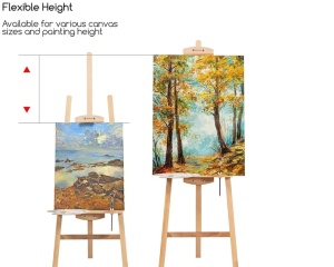 Sevalet Profesional de Studio MEEDEN Lyre din Fag Natur cu Suport pentru Pensule, cod AFE-6097-YM