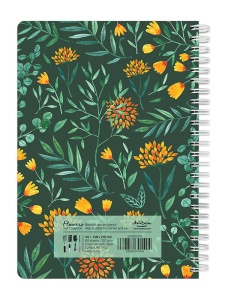 Sketchbook cu spira Flowers verde 120g/mp, 60 file Drasca