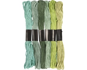 Ata broderie mouline 1mm set 6 culori Green Glitter pentru cusut si craft
