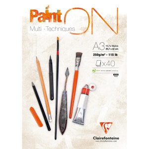 Bloc Mix Media Clairefontaine Paint'ON White, 40 file, 250g/mp