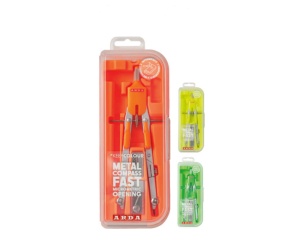 Compas geometrie 3 piese in cutie plastic fluo CO10FLU Arda