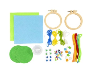 Kit creatie mini craft embroidery fete albastru verde 977783 DIY copii