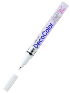 Marker alb, opac, varf extra-fin, DecoColor, Marvy Uchida, 130