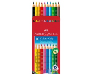 Set 10 creioane colorate ergonomice cu radiera Faber Castell 116613