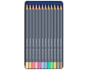 Set 12 creioane pastel acuarelabile Goldfaber Creative Studio cutie metal Faber Castell 114622