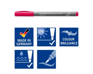 Set 12 linere Pigment Brush cu varf tip pensula, culori pastel, 371-C12-2, Staedtler