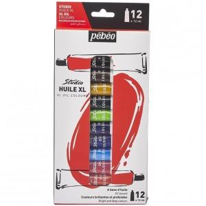 Set 12 x 12 ml culori de ulei, cu finisaj lucios-satinat, Pebeo XL Oil, 668600