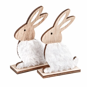 Set 2 Ornamente Lemn Iepuri Cu Suport 10cm DPDN-223 Dp Craft