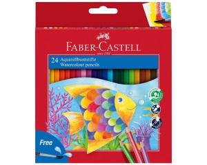 Set 24 Creioane Acuarelabile + Pensula Faber Castell 114425