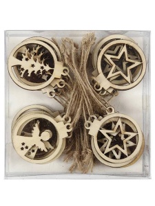 Set 24 ornamente din lemn, motive de Iarna Creativ Company 54464