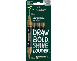 Set 3 markere acrilice cu efect metalizat, auriu, argintiu si cupru, Multimark, Faber-Castell