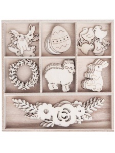 Set 35 ornamente din lemn pentru Paste Dp Craft dpdn-134