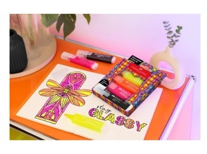 Set 4 Textmarker Superfluorescent Editie Speciala Glassy Faber-Castell FC254693 - Img 4