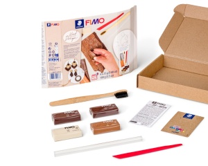 Set 4x25g fimo + accesorii pentru crearea efectului de lemn 8025 HTC1 Staedtler