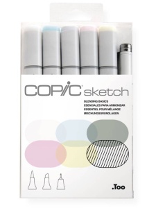 Set 5 markere cu cerneala pe baza de alcool + 1 Multiliner SP 0,3 mm, Copic Sketch Blending Basics, 21075682