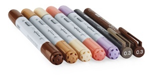 Set 5 markere cu cerneala pe baza de alcool + 2 Multilinere 0,3 mm, Copic Ciao Doodle Kit People, 22075671 - Img 2