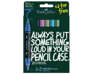 Set 6+2 markere acrilice Multimark tonuri reci blister Faber-Castell FC186018