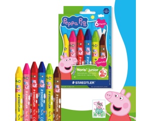 Set 6 creioane cerate Staedtler Noris Junior Peppa, format hexagonal pentru colorare usoara, ST-224-C6-L1