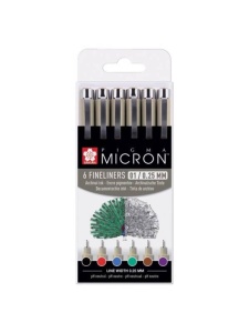 Set 6 finelinere Pigma Micron 01 Basic Colors Sakura POXSDK016
