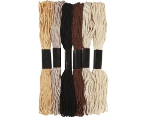 Set 6 fire de broderie, 1 mm, nuante naturale, 412730, Creativ Company