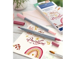 Set 6 Markere cu 2 Capete Lettering Model Boho Faber Castell 164518