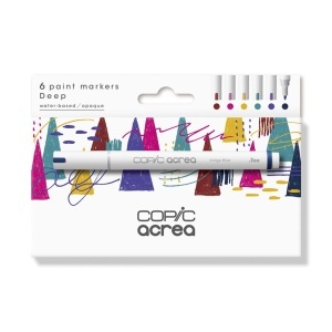Set 6 markere cu pigmenti pe baza de apa, Copic Acrea Deep, 20077603