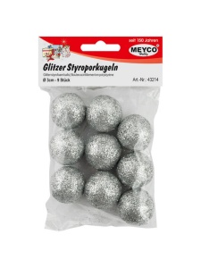 Set bile polistiren cu glitter argintiu Meyco