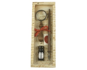 Set caligrafie premium Rubinato cu toc, tus, lupa si cutit pentru scrisori pentru scris elegant 25/35