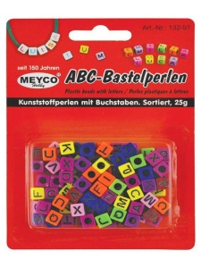 Set margele din plastic patrate alfabet 7x7mm Meyco 13291