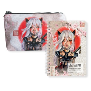 Set Penar cu Fermoar 14x22cm + Sketcbook A6 Kitsune 900900190SET Drasca