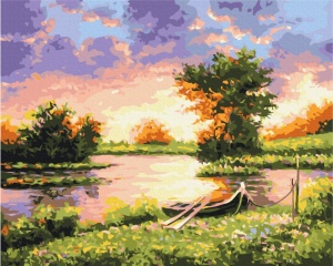 Set pictura pe numere sunset on the lake BS9923