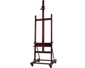 Sevalet Profesional de Studio MEEDEN H-Frame cu Roti si Tavita de Depozitare din Lemn de Fag, cu aspect de nuc, cod AFE-6041-QHT