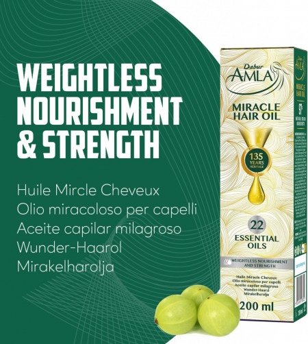 Dabur Amla Miracle Oil - 200ml | Infused With 22 Ayurvedic Essential Oils | - Img 3