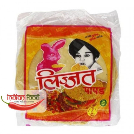 Lijjat Green Chilli Papads - Snacks Indian cu Ardei verde 200g Dim,7" - Img 2