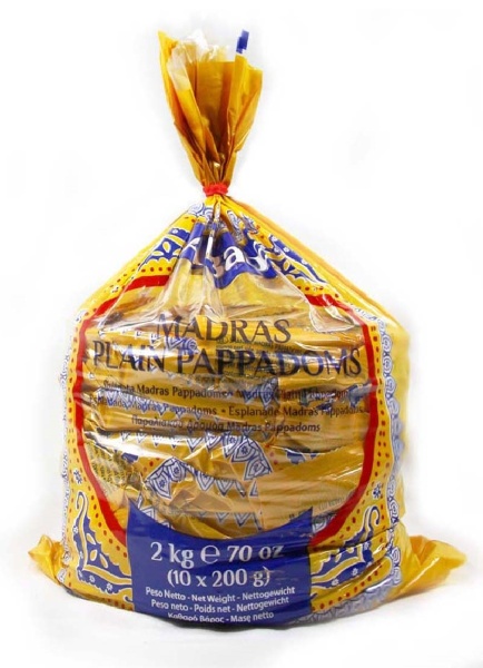 Ali Baba Plain Madras Papads - Snacks Indian - 200g - Img 2
