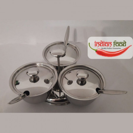 Steel Pickle Pot &quot;3 in One&quot; with Spoons (Recipient Indian din Otel 3 in 1 cu Lingurite) - Img 2