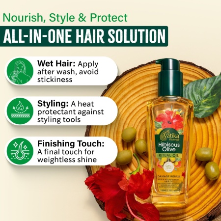 Vatika Naturals Hibiscus Olive Ritual Hair Oil 100ml - Img 5