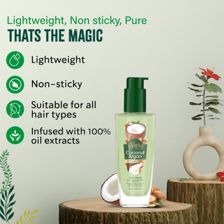 Vatika Naturals Coconut Argan Ritual Hair Oil 100ml - Img 4