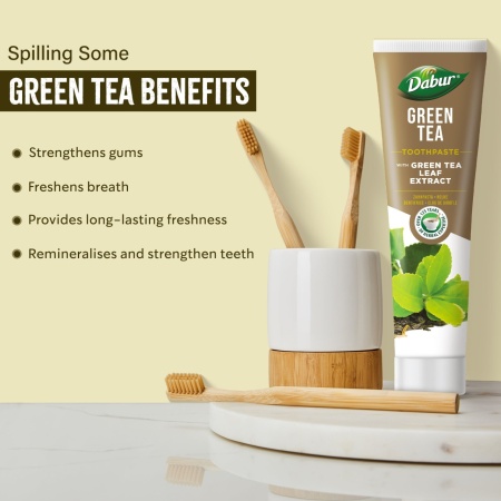 Dabur Organic Green Tea Toothpaste – 100ml - Img 3