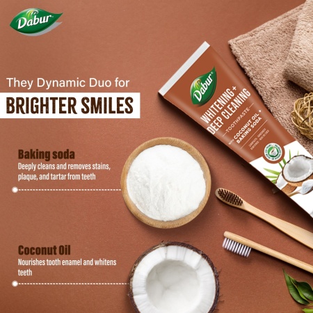 Dabur Organic Coconut Oil &amp; Baking Soda Toothpaste – 100ml - Img 2