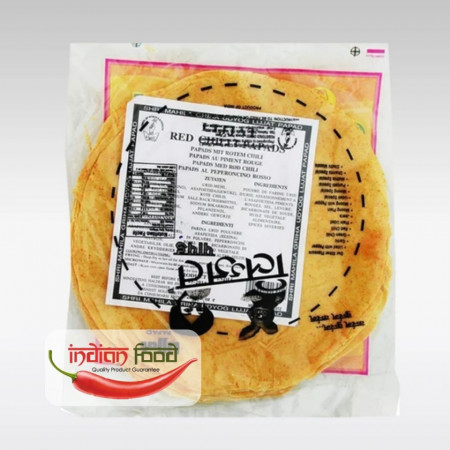 Lijjat Red Chilli Papads - Snacks Indian cu Ardei Rosu 200g Dim. 7" - Img 2