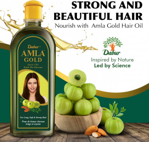 DABUR Amla Gold Hair Oil Ulei de Amla Gold Migdale Henna 300ml - Img 2